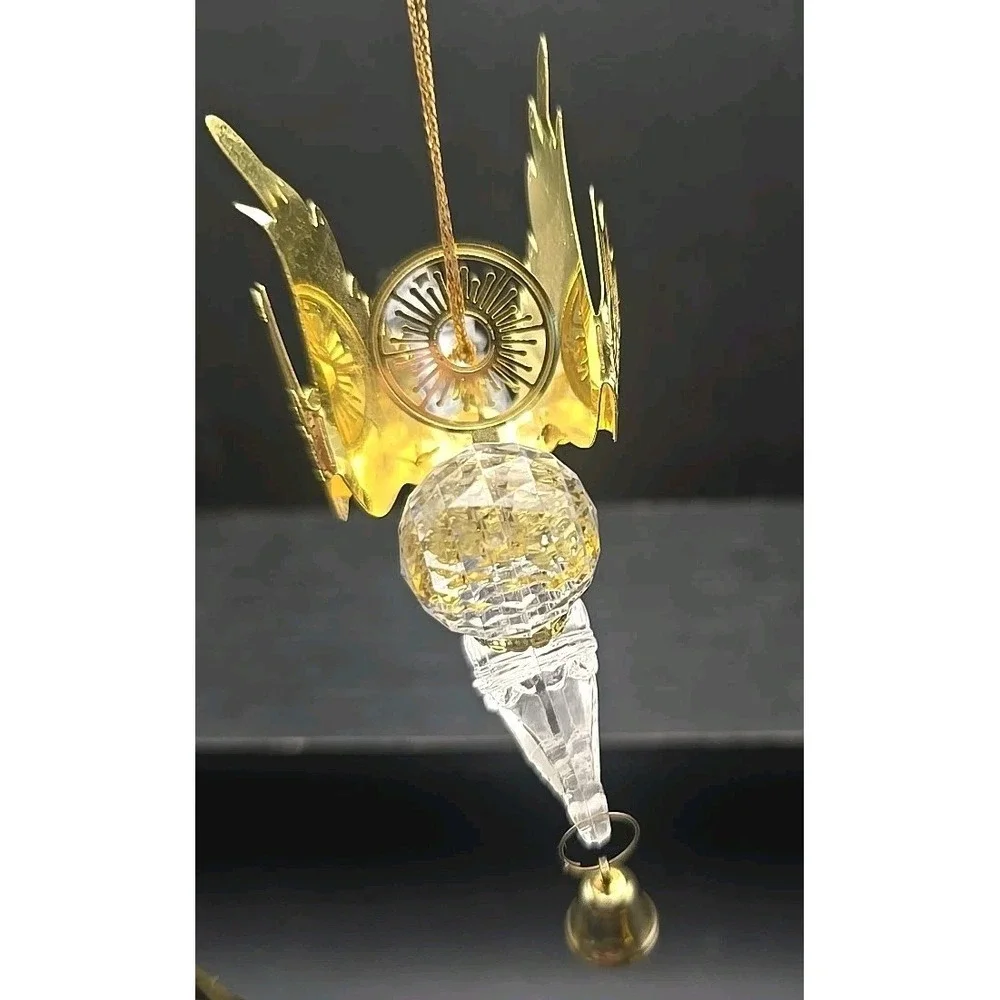 Vintage 1994 Roman inc Angel Holding Bell With Gold Wings 4